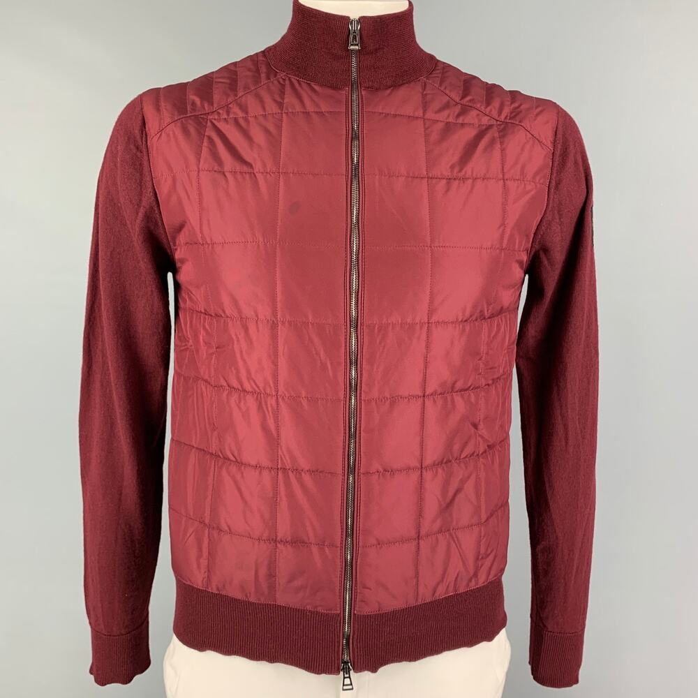 BELSTAFF Size L Burgundy Mixed Fabrics Wool Polyester Zip Up Jacket